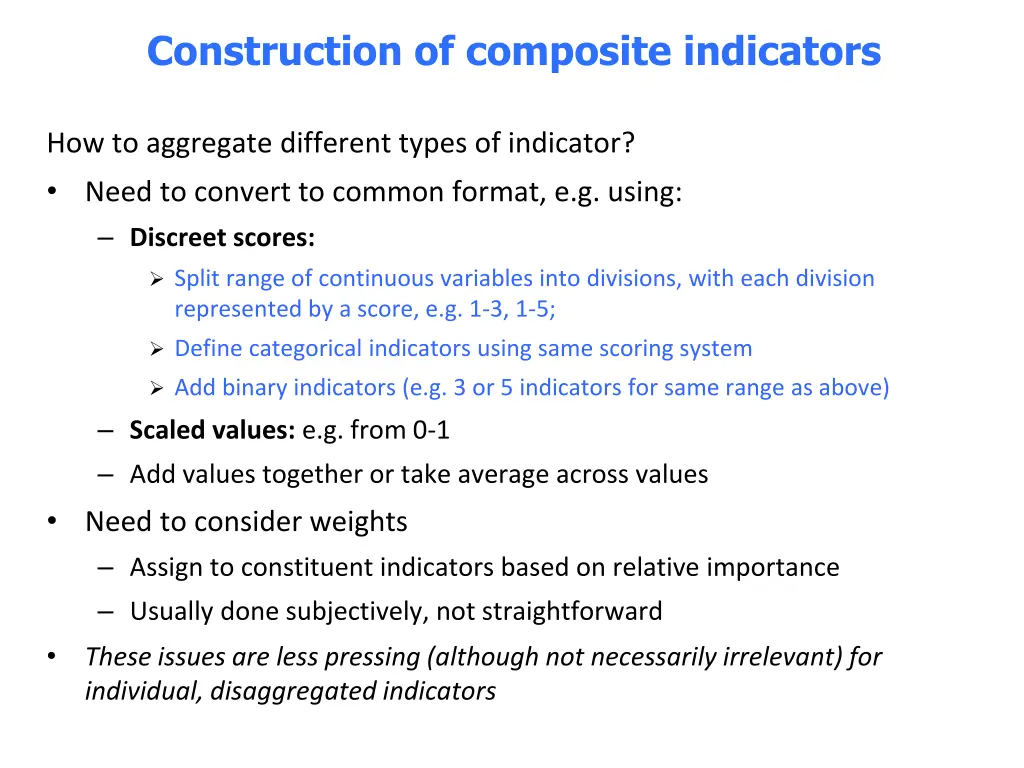construction of composite indicators
