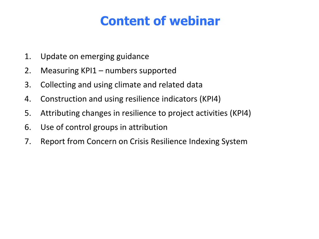 content of webinar