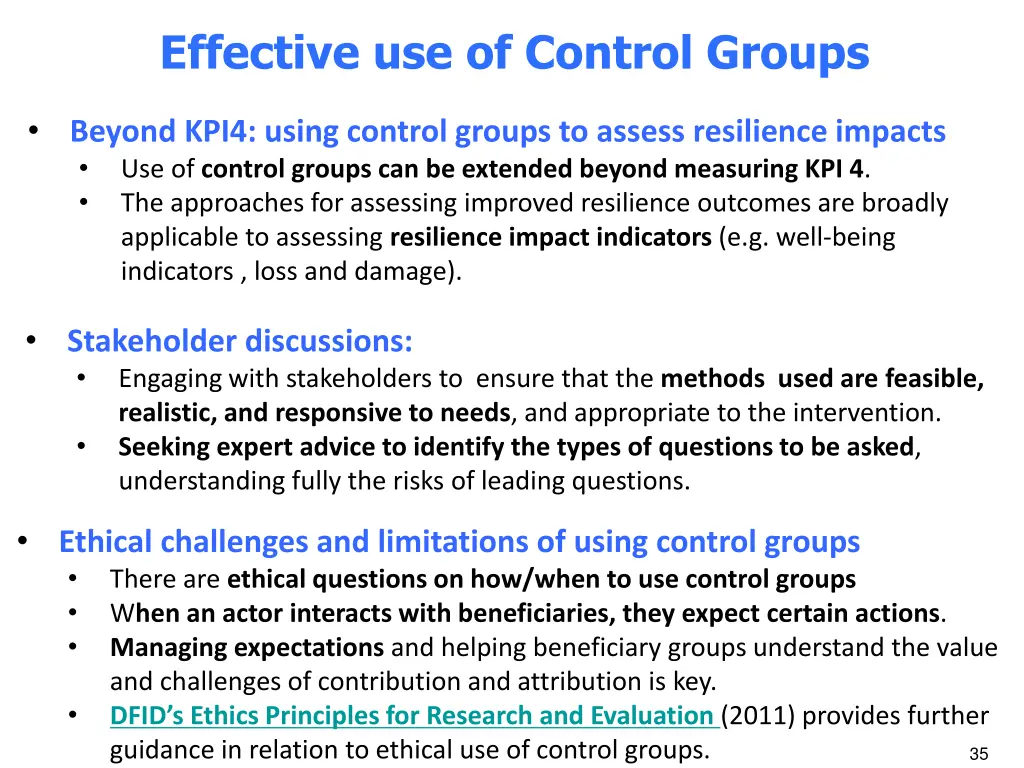 effective use of control groups