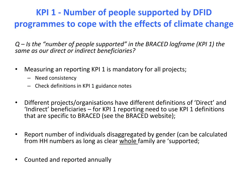 kpi 1 number of people supported by dfid