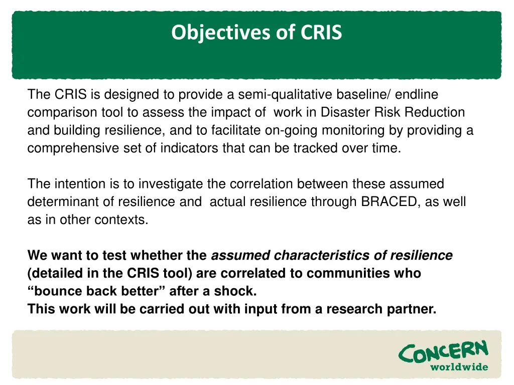 objectives of cris
