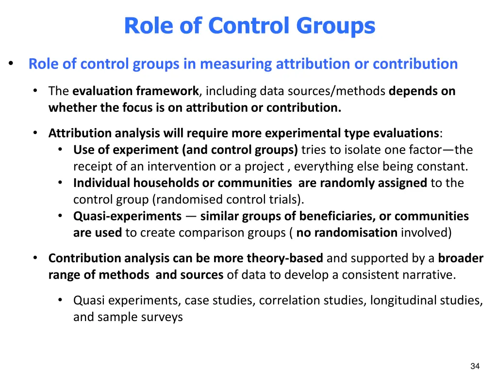 role of control groups