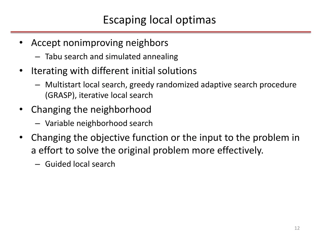 escaping local optimas