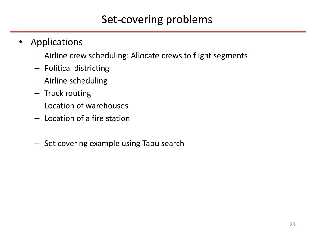 set covering problems