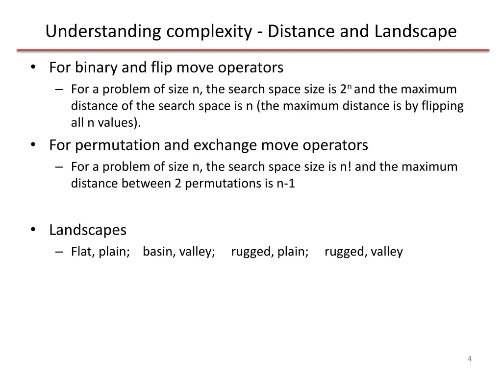 understanding complexity distance and landscape
