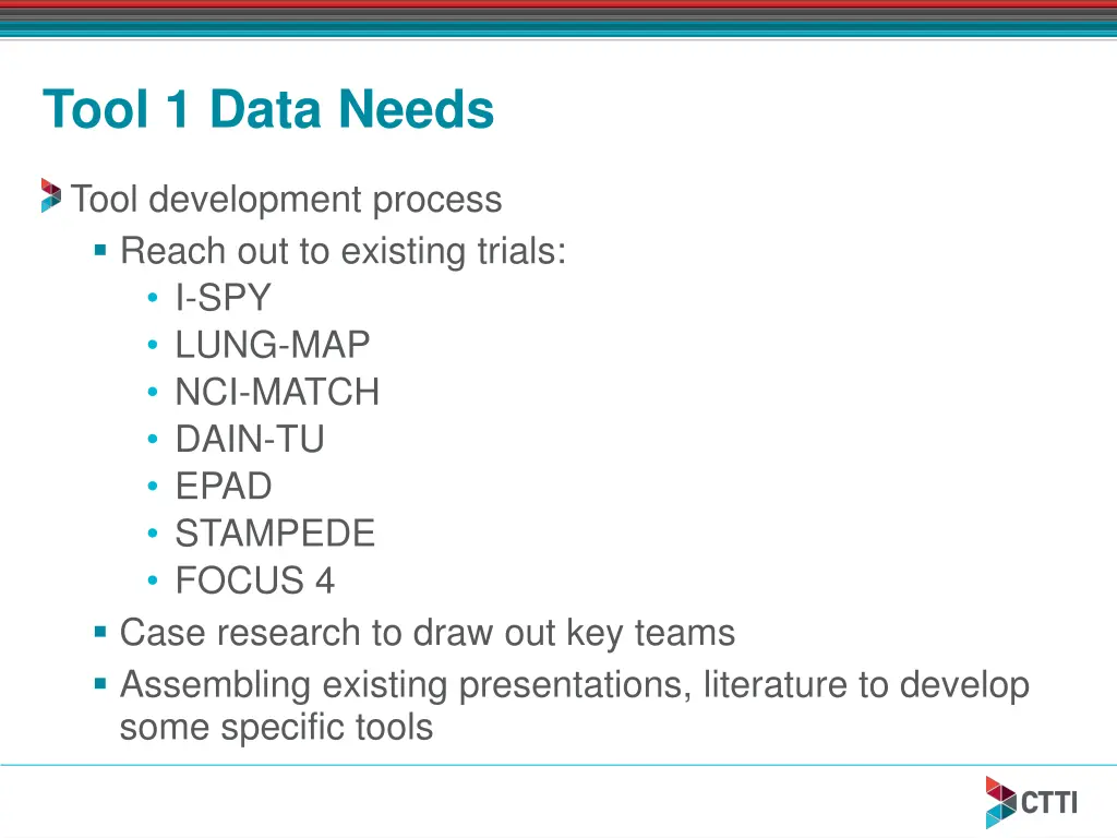 tool 1 data needs