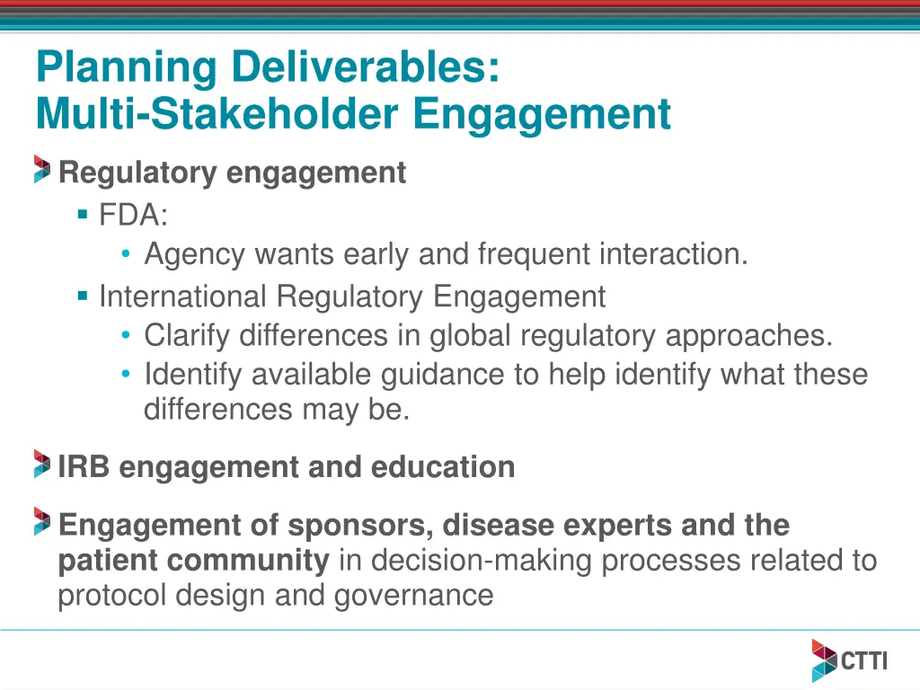 planning deliverables multi stakeholder