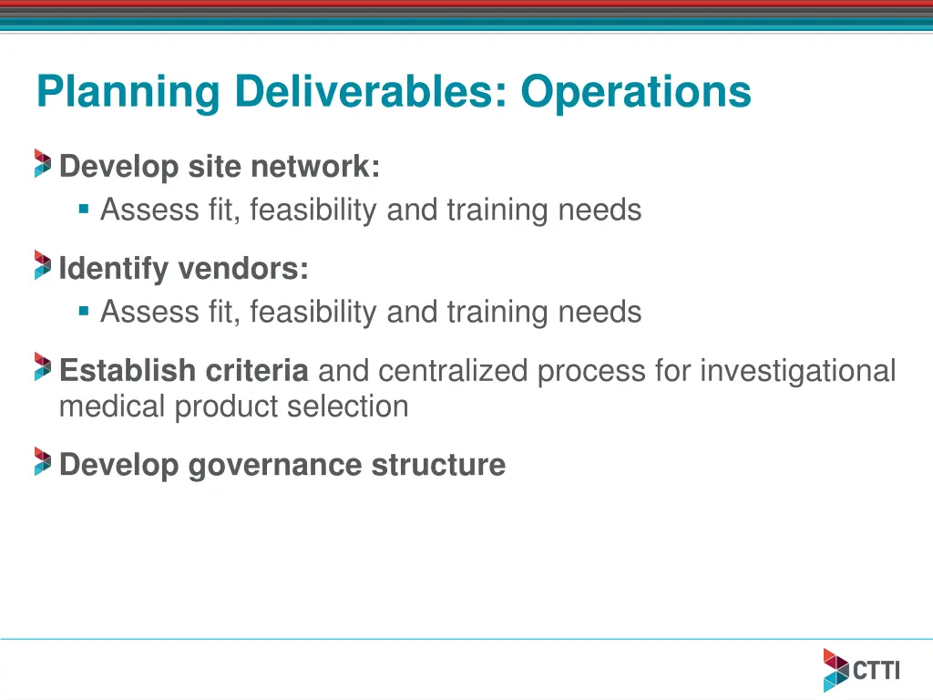 planning deliverables operations 1