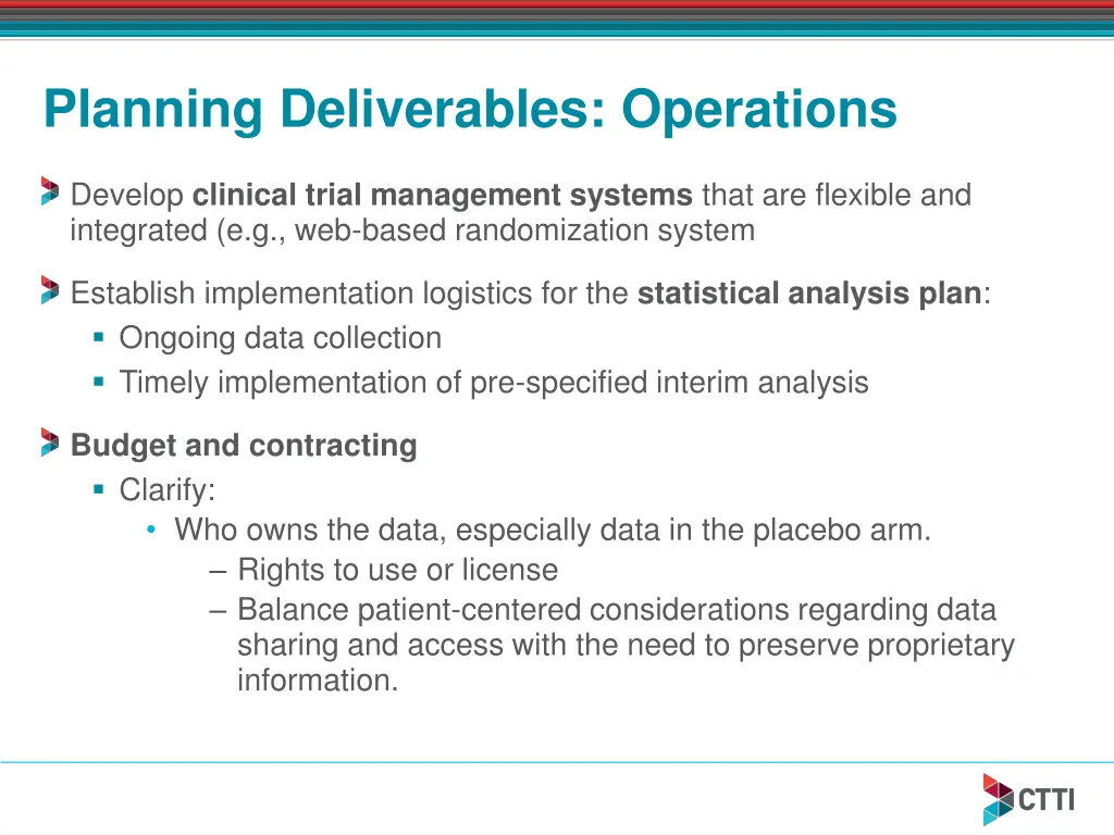 planning deliverables operations