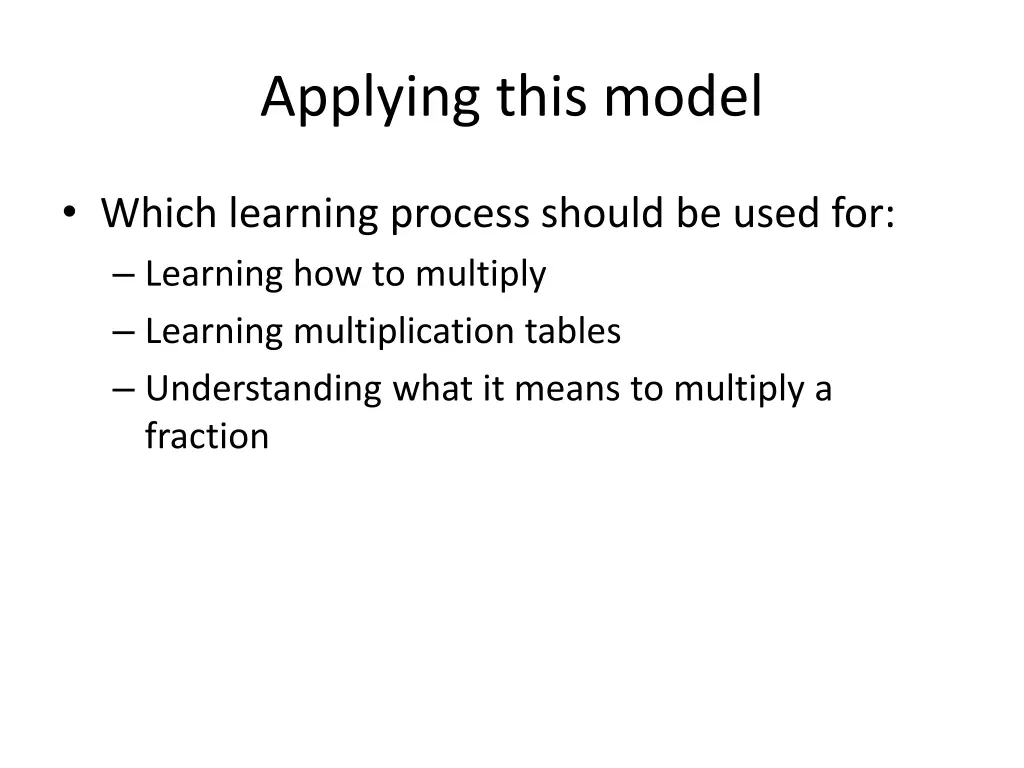 applying this model 1