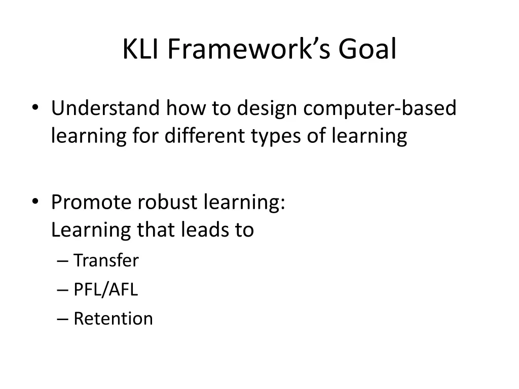 kli framework s goal