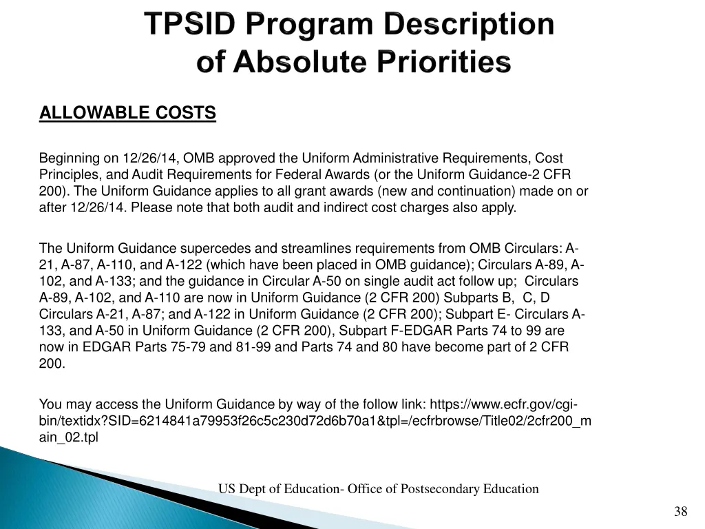 allowable costs