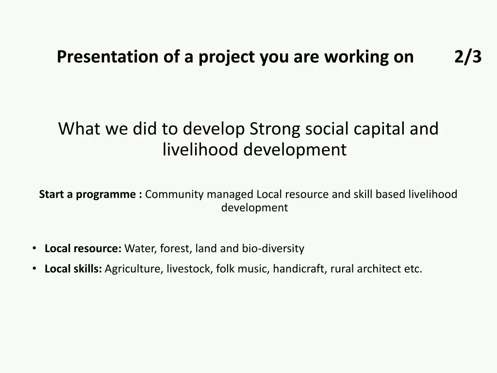 presentation of a project you are working on 1