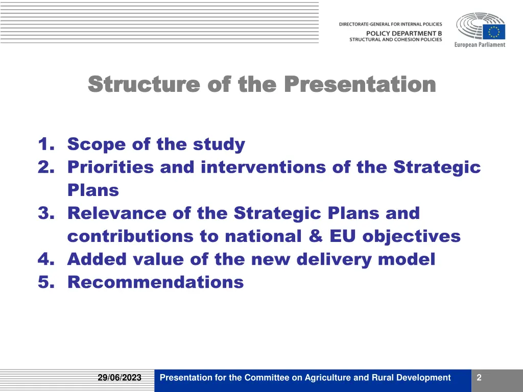 structure of the presentation structure