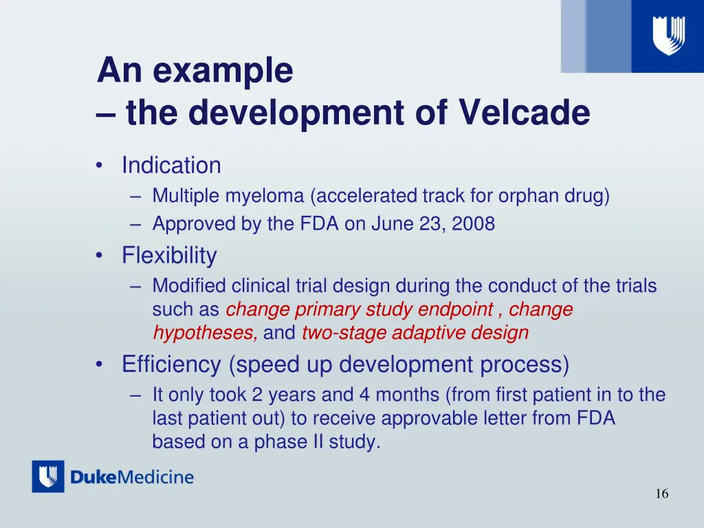 an example the development of velcade