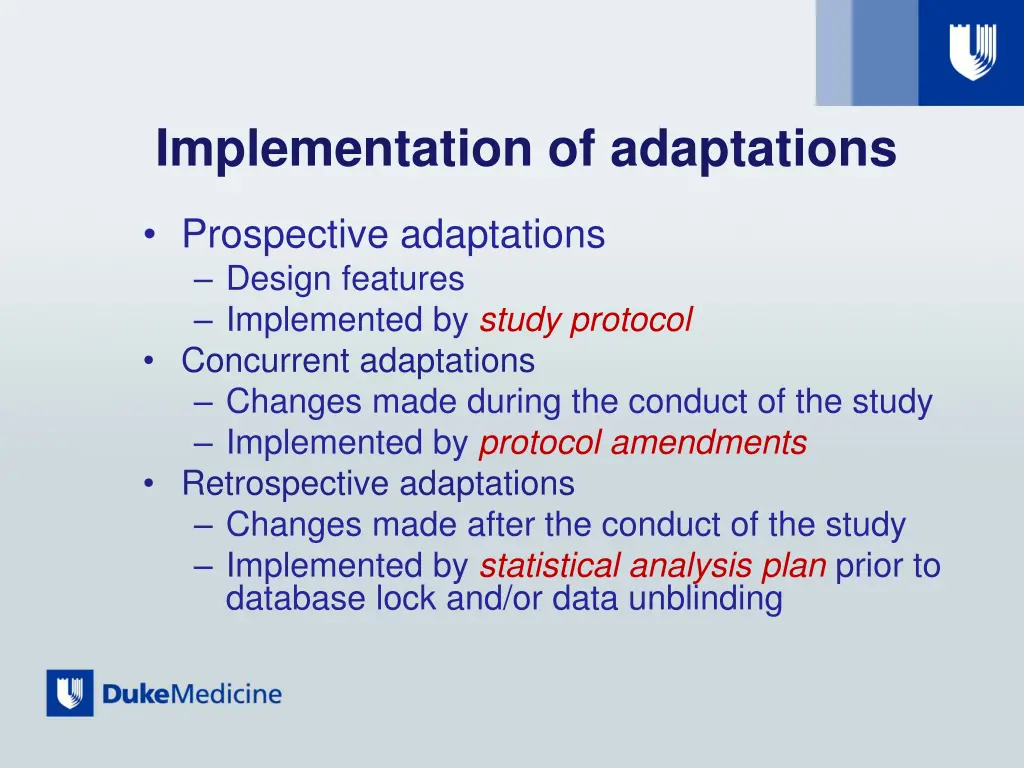 implementation of adaptations