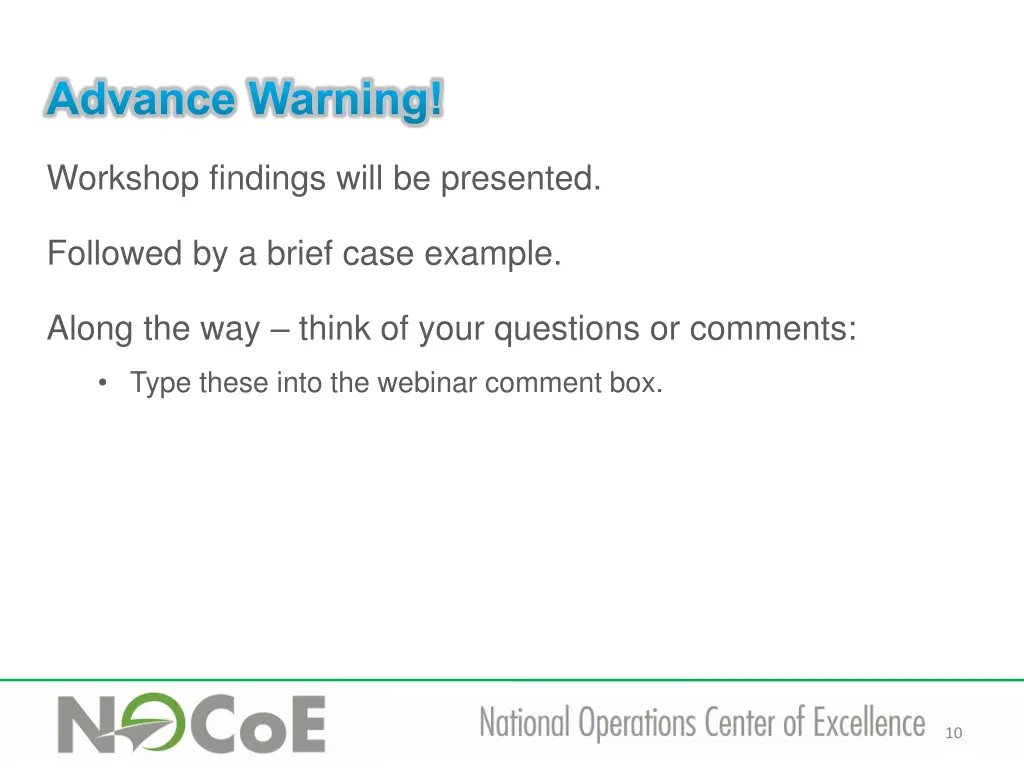 advance warning
