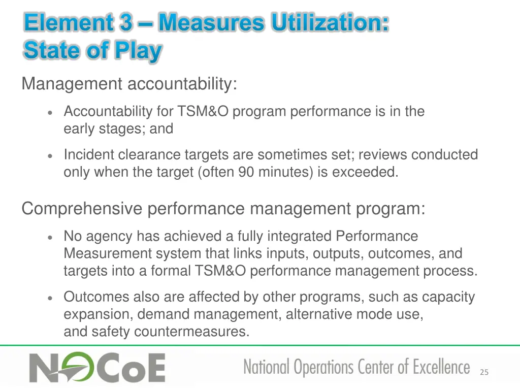 element 3 measures utilization state of play 2