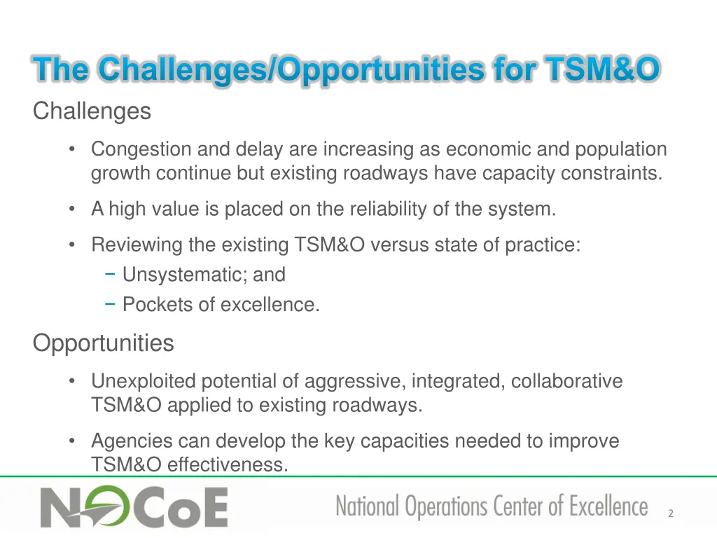 the challenges opportunities for tsm o challenges