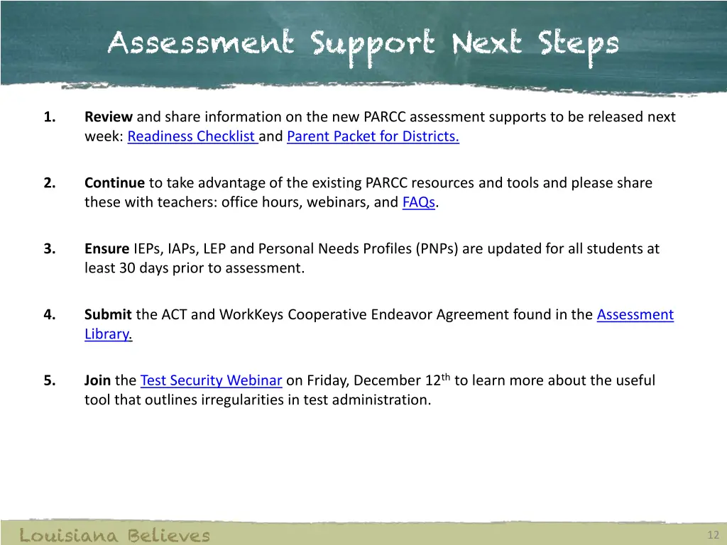 assessment support next steps