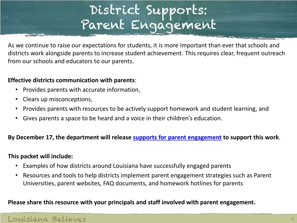 district supports parent engagement