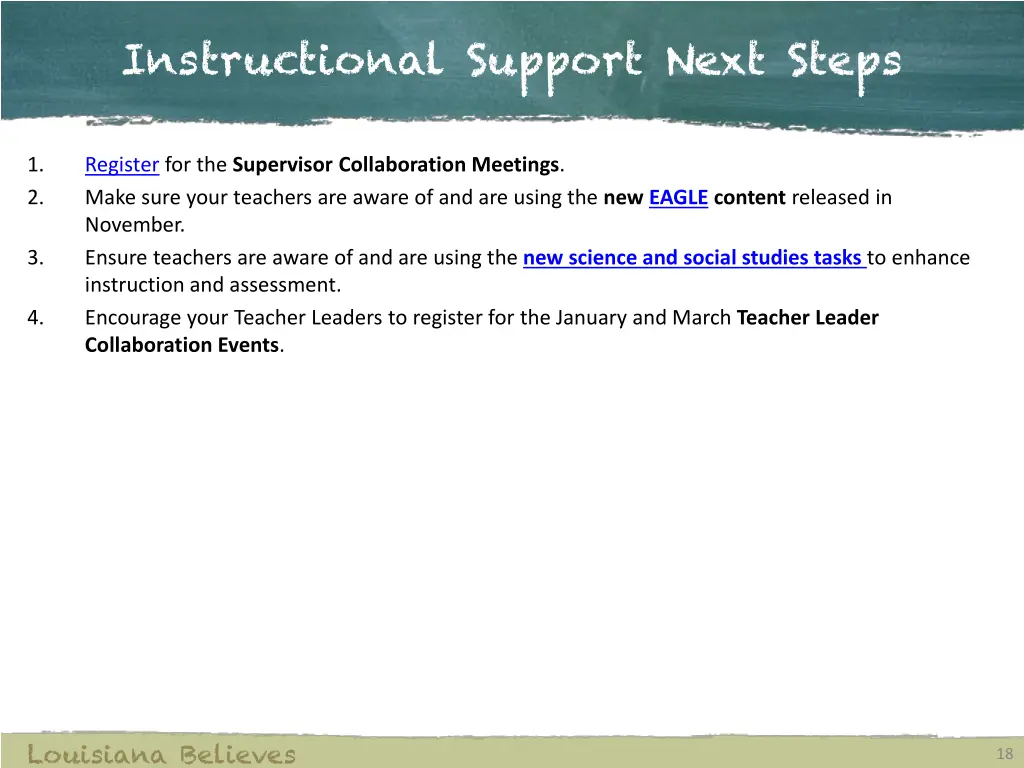 instructional support next steps