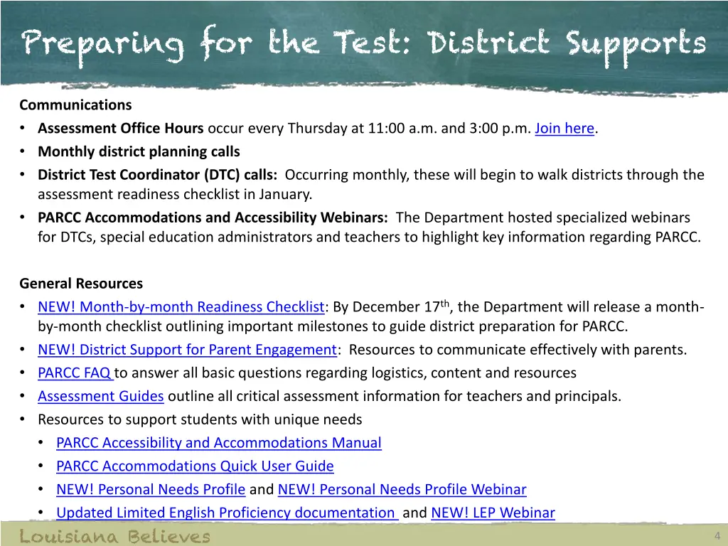 preparing for the test district supports