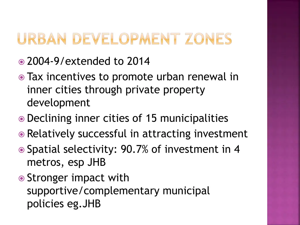 urban development zones