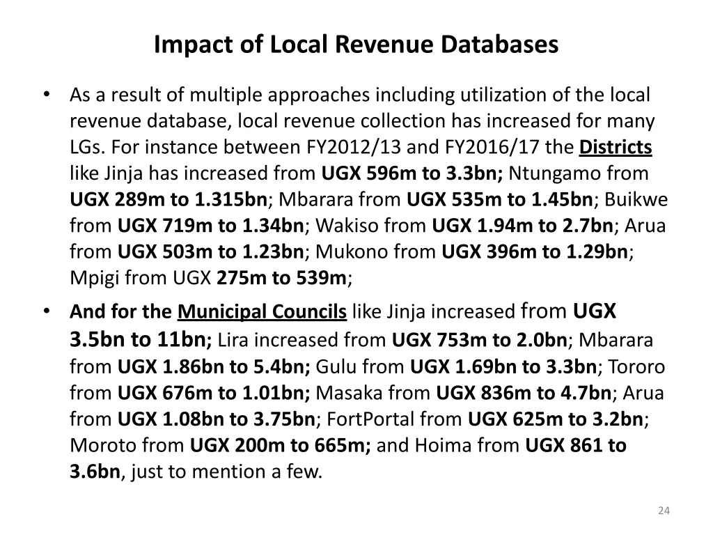 impact of local revenue databases