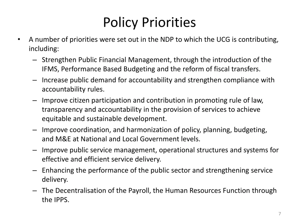 policy priorities