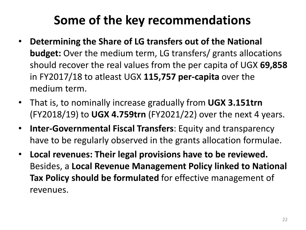 some of the key recommendations