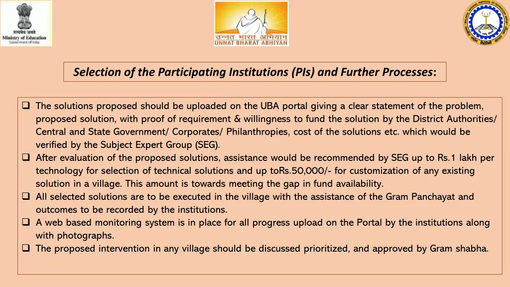 selection of the participating institutions 2