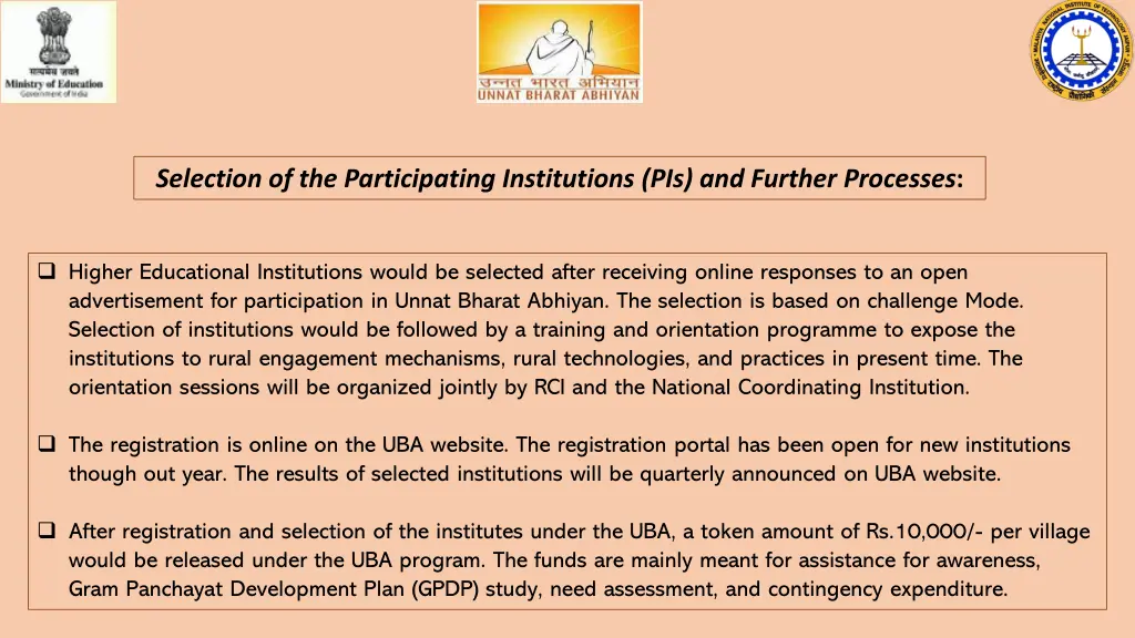 selection of the participating institutions