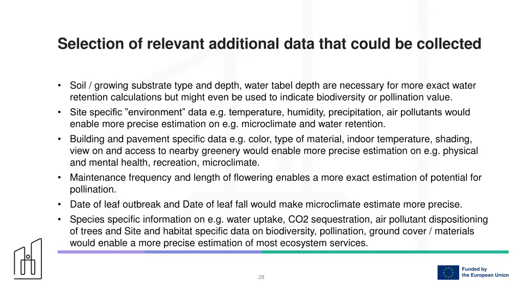 selection of relevant additional data that could