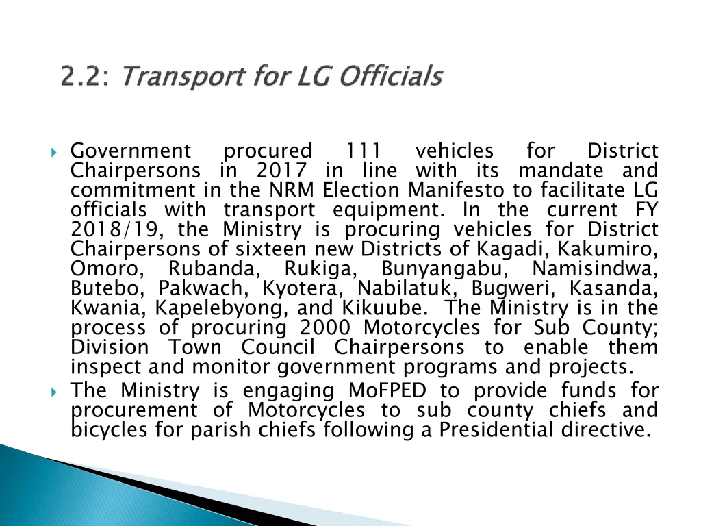 government chairpersons in 2017 in line with