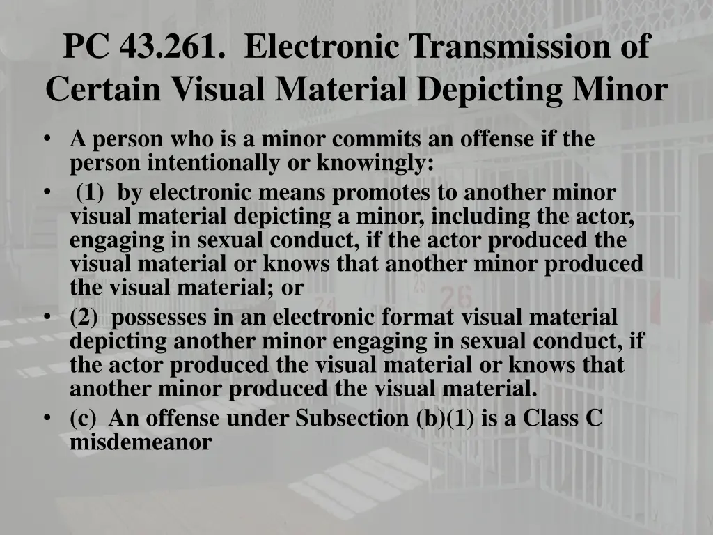 pc 43 261 electronic transmission of certain