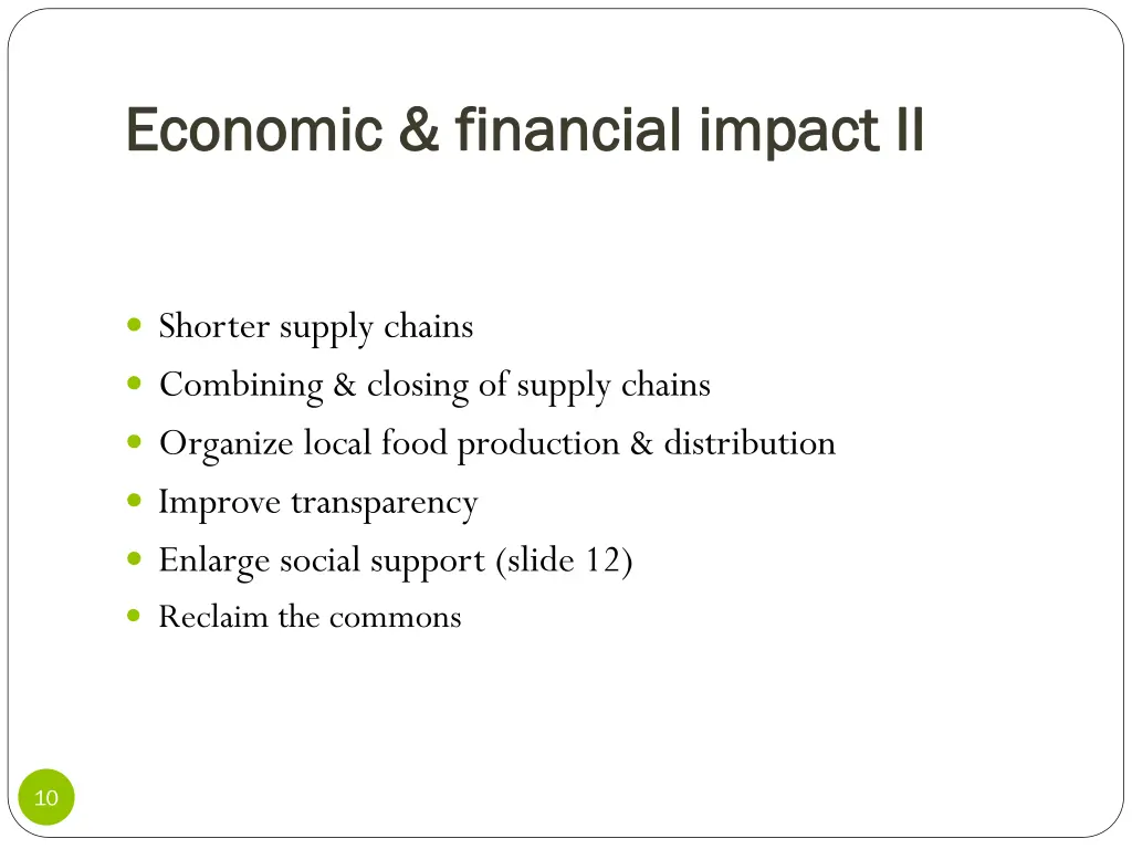economic financial impact ii economic financial