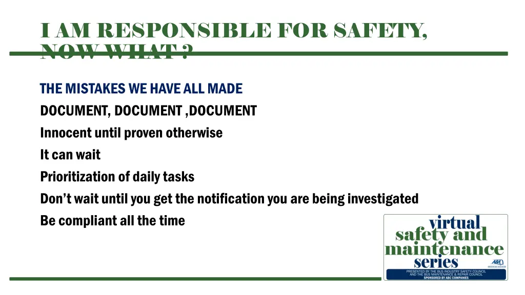 i am responsible for safety now what 10
