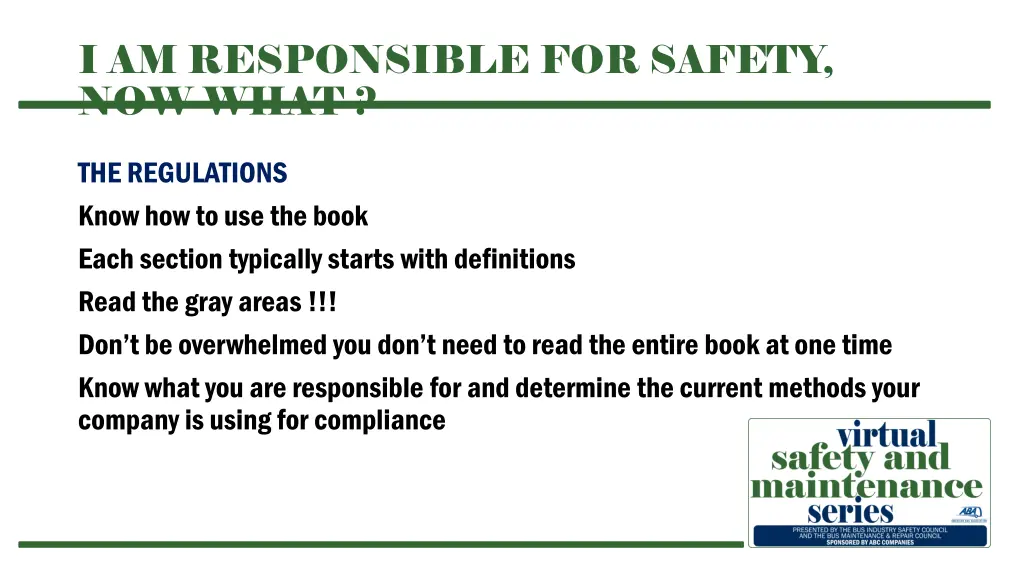i am responsible for safety now what 8