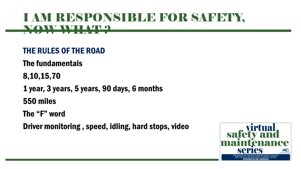 i am responsible for safety now what 9