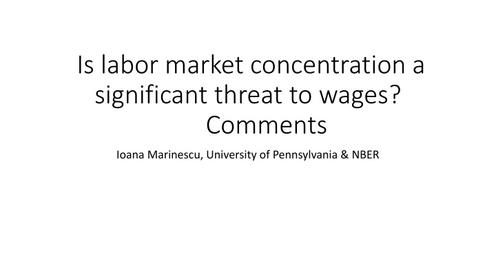 is labor market concentration a significant