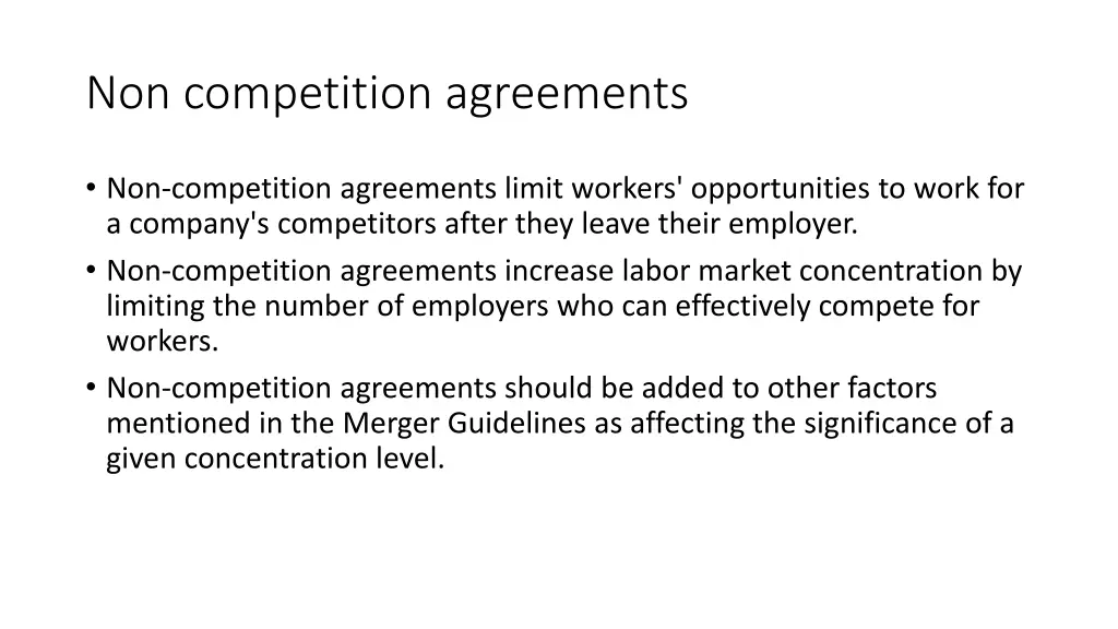 non competition agreements
