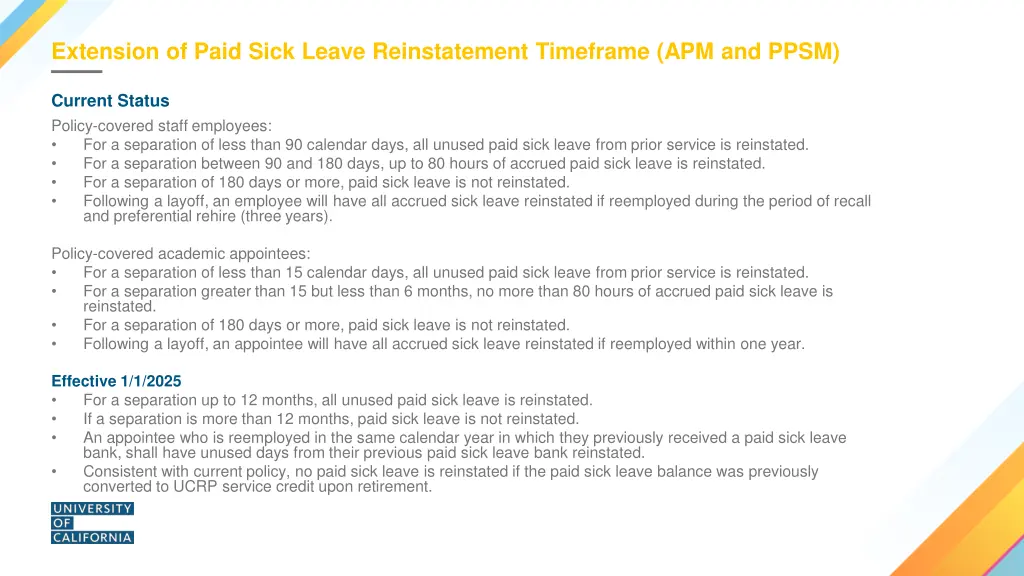 extension of paid sick leave reinstatement