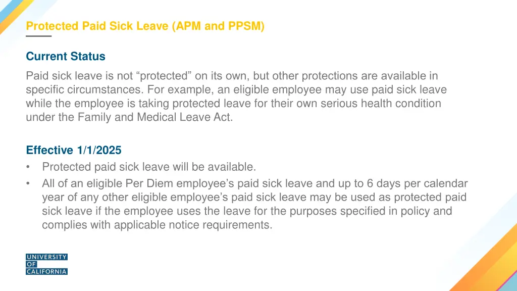 protected paid sick leave apm and ppsm