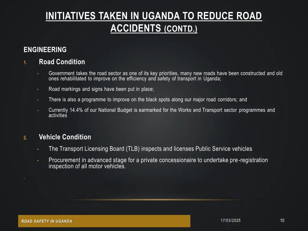 initiatives taken in uganda to reduce road 2