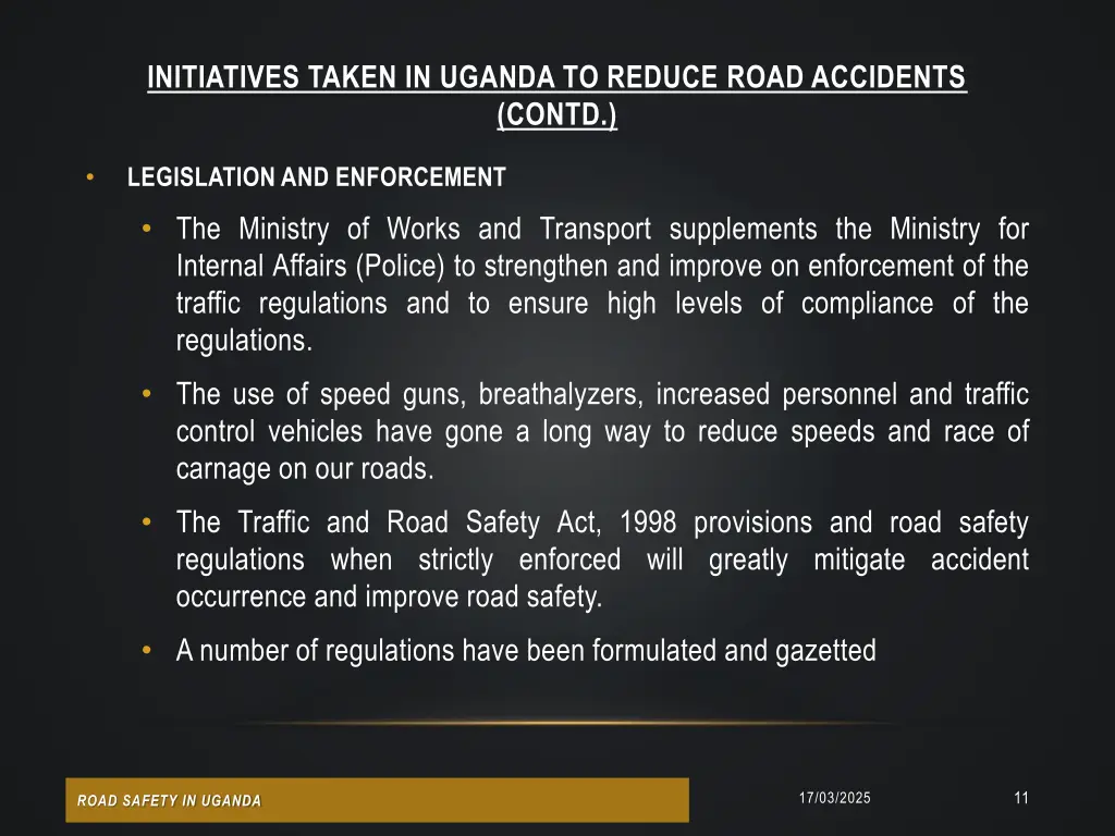 initiatives taken in uganda to reduce road 3