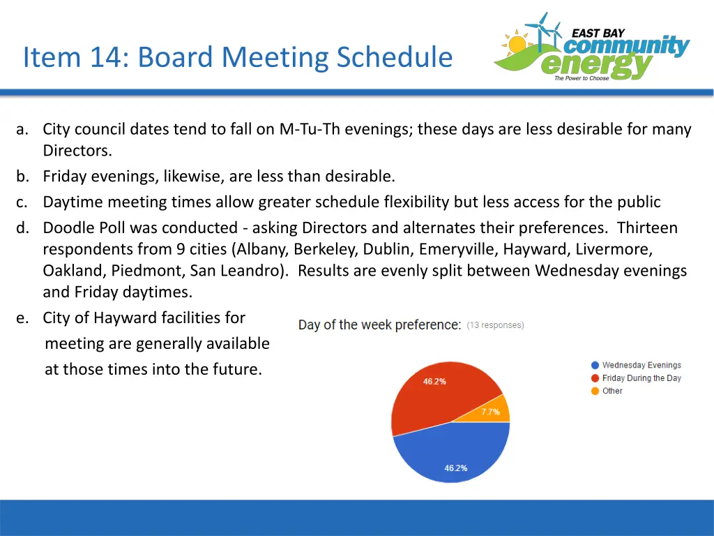 item 14 board meeting schedule