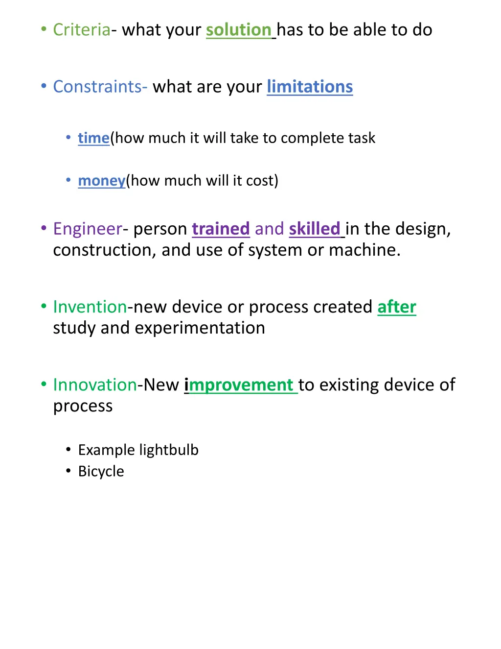 criteria what your solution has to be able to do