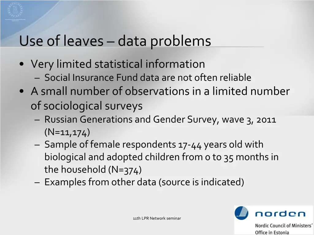 use of leaves data problems