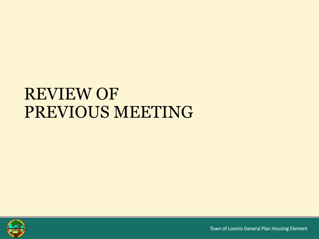 review of previous meeting